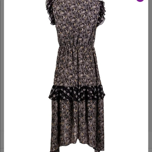 Senlis Paisley Moroccan Elaine Ruffle V-Neck Flutter Sleeve Dress Size Md NEW - Picture 3 of 13